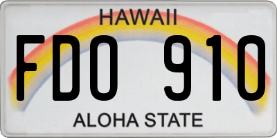 HI license plate FDO910