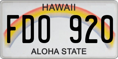 HI license plate FDO920