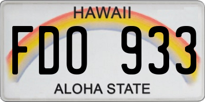 HI license plate FDO933
