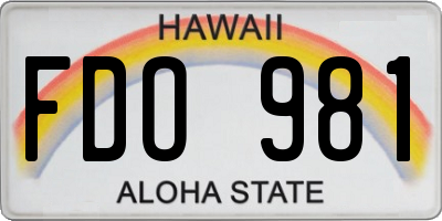 HI license plate FDO981