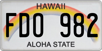 HI license plate FDO982