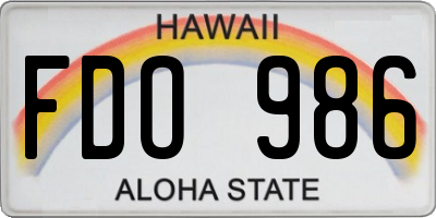 HI license plate FDO986
