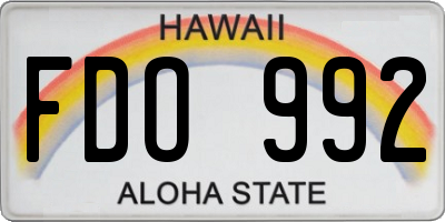 HI license plate FDO992