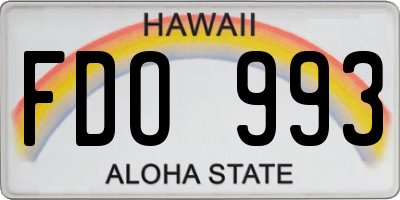 HI license plate FDO993