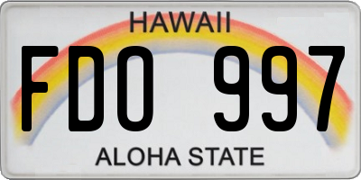 HI license plate FDO997