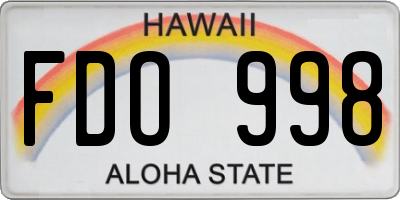 HI license plate FDO998