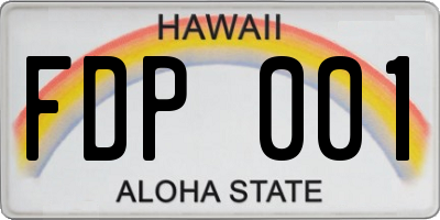 HI license plate FDP001
