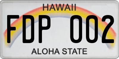 HI license plate FDP002