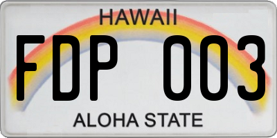 HI license plate FDP003