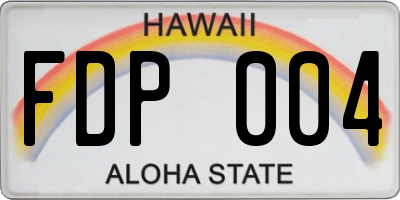HI license plate FDP004