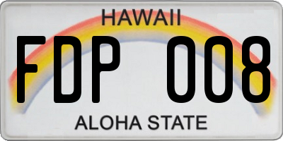 HI license plate FDP008