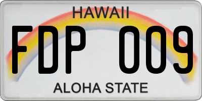 HI license plate FDP009