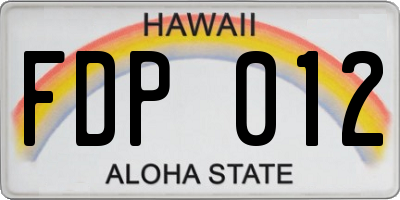 HI license plate FDP012