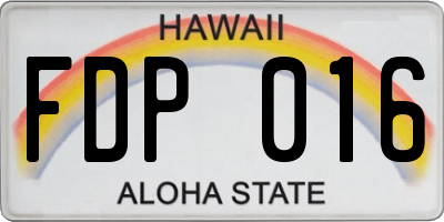 HI license plate FDP016