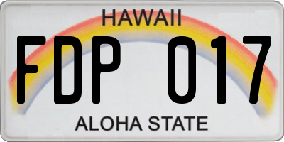 HI license plate FDP017