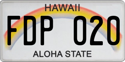 HI license plate FDP020