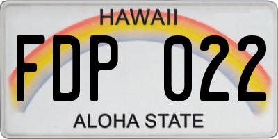 HI license plate FDP022
