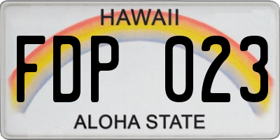 HI license plate FDP023