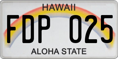 HI license plate FDP025