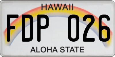 HI license plate FDP026