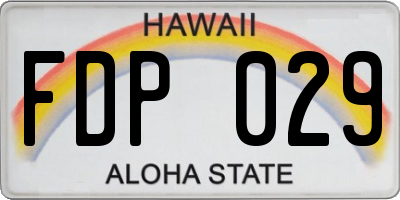 HI license plate FDP029