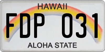 HI license plate FDP031