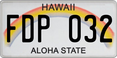 HI license plate FDP032