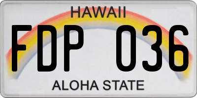 HI license plate FDP036