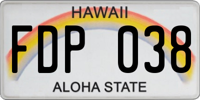 HI license plate FDP038