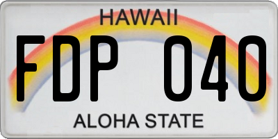 HI license plate FDP040