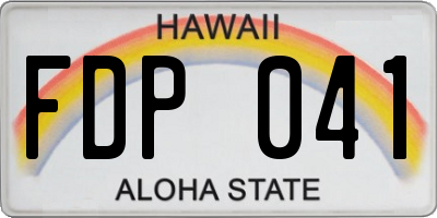 HI license plate FDP041