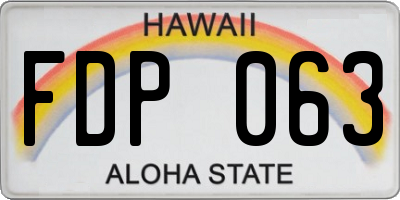 HI license plate FDP063