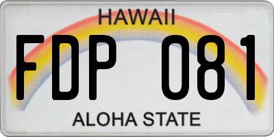 HI license plate FDP081