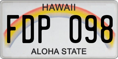 HI license plate FDP098