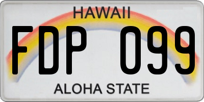 HI license plate FDP099