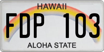 HI license plate FDP103