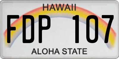 HI license plate FDP107