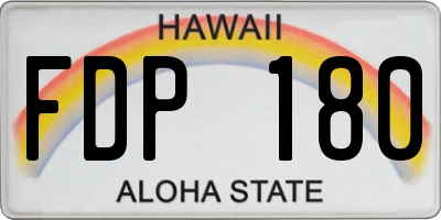 HI license plate FDP180