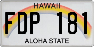 HI license plate FDP181