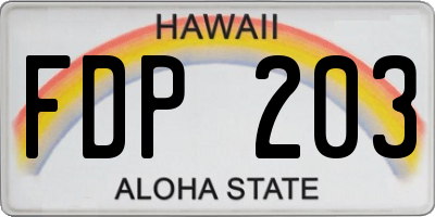 HI license plate FDP203