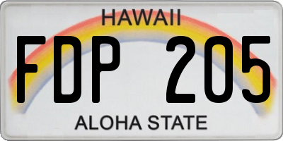 HI license plate FDP205