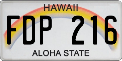 HI license plate FDP216
