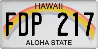HI license plate FDP217