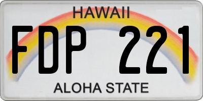 HI license plate FDP221