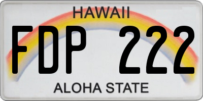 HI license plate FDP222