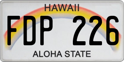 HI license plate FDP226