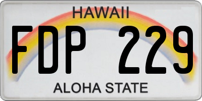 HI license plate FDP229