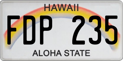 HI license plate FDP235