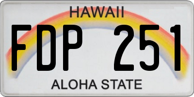 HI license plate FDP251