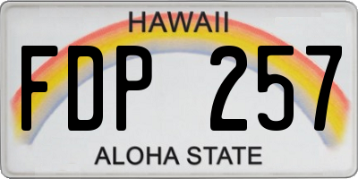 HI license plate FDP257